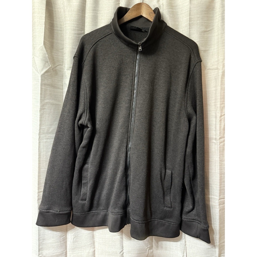 Beverly Hills Polo Club Sweater Men's Sz XXL Black Fleece Full Zip Mock Neck